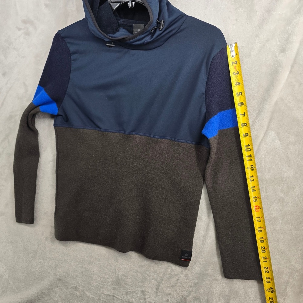 BOGNER FIRE+ICE Men's Blue‎ Brown Wool Blend Hoodie Long Sleeve Sweater Large - Picture 7 of 9